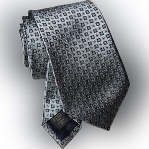 Brioni Men's Gray Blue Geometric Tie | 100% Silk | Made in Italy